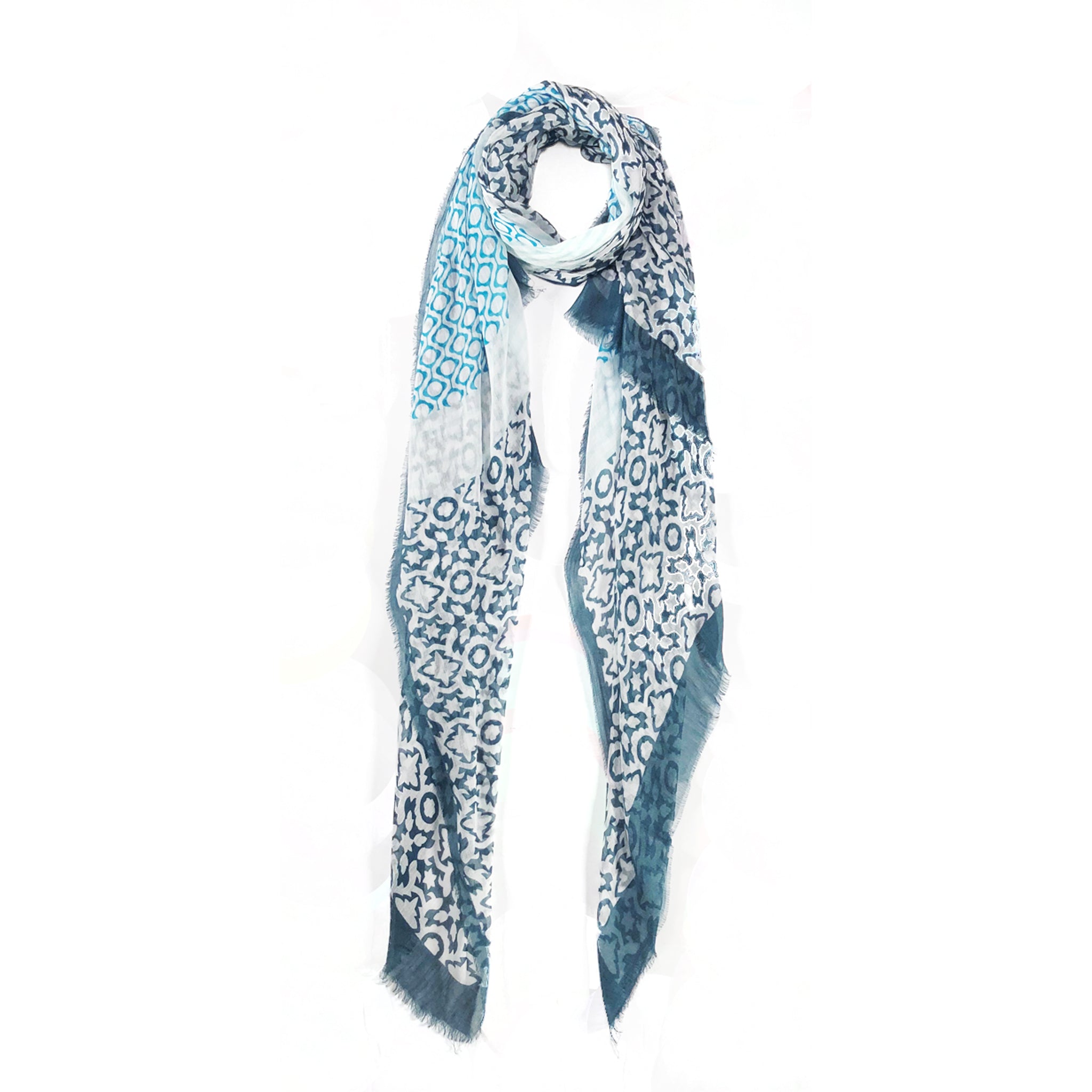 Aqua/Teal Geometric Scarf