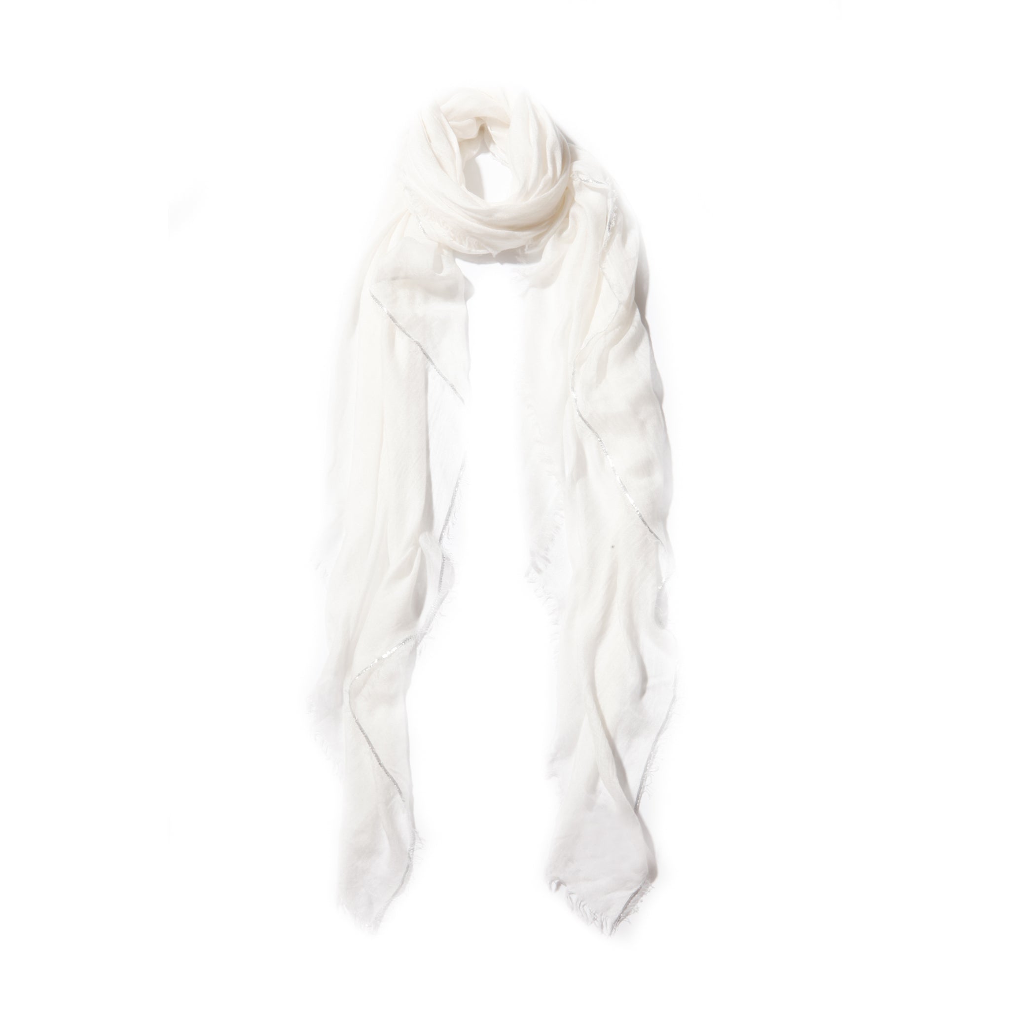 Cashmere Blend Scarves with Specialty Metallic Threading — Blue Pacific — view 6