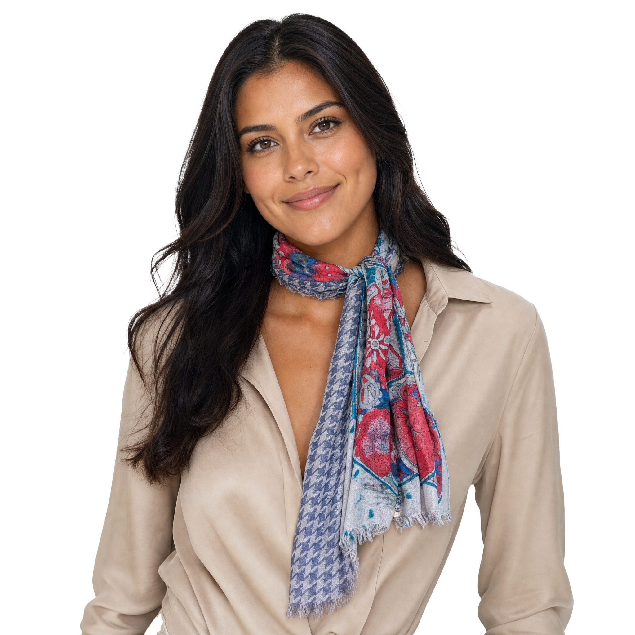 Elephant Houndstooth Neckerchief - Silver