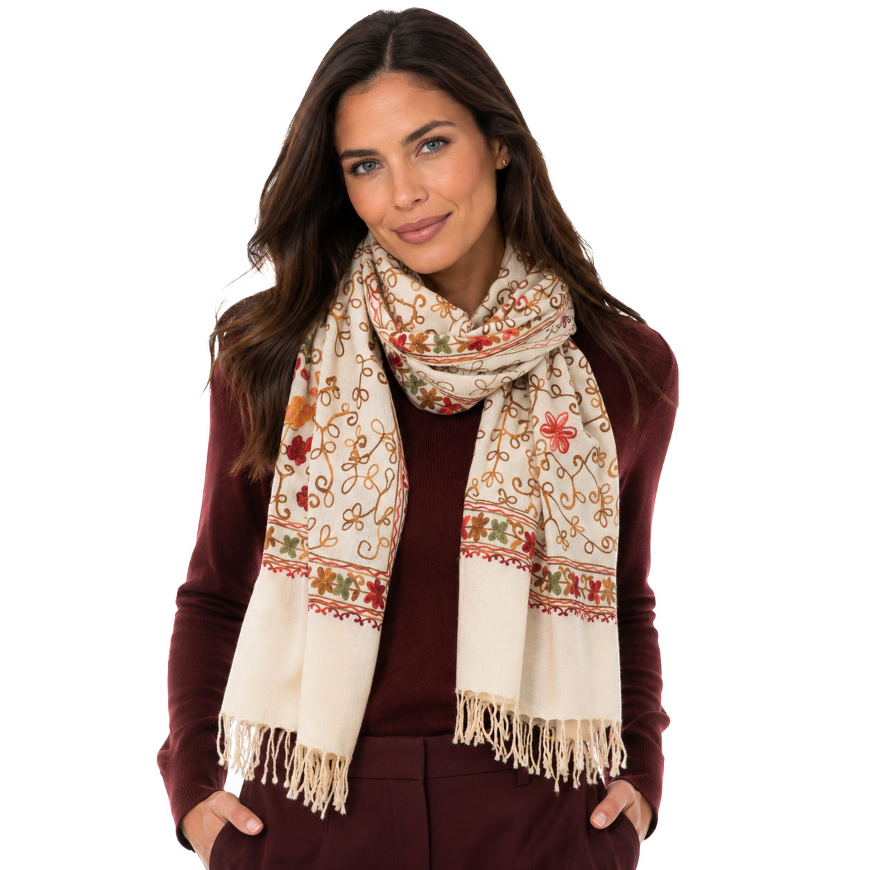 Flowered Embroidery Scarves
