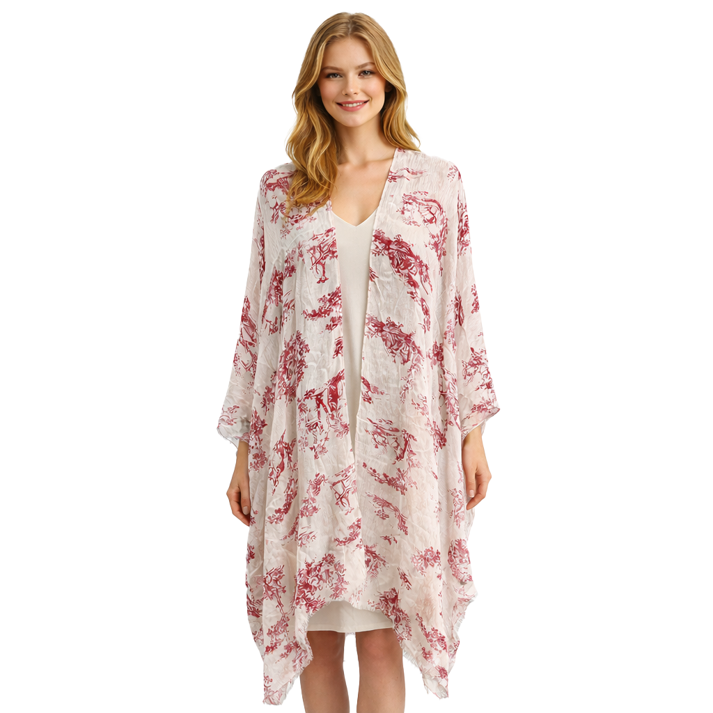 English Colonial Kimono – Crimson — open-front kimono, Blue Pacific