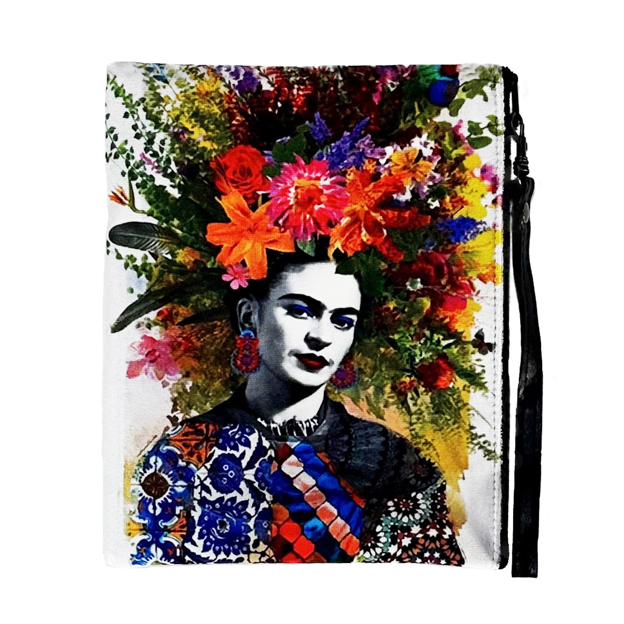 Frida White Faux Suede Wristlet