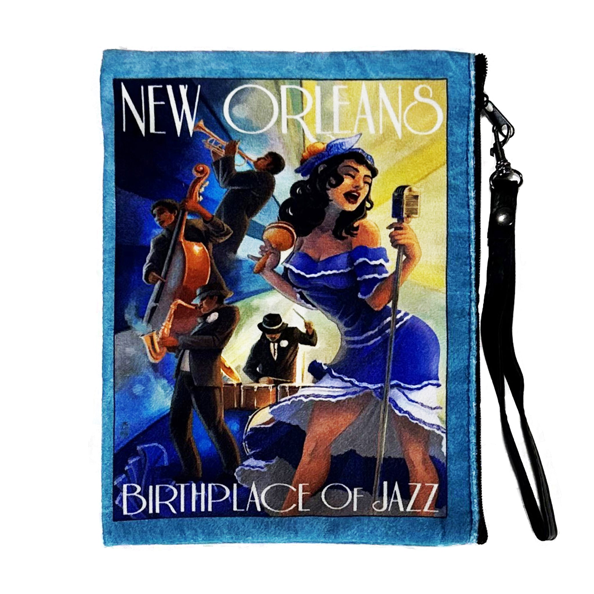 New Orleans Jazz Faux Suede Wristlet