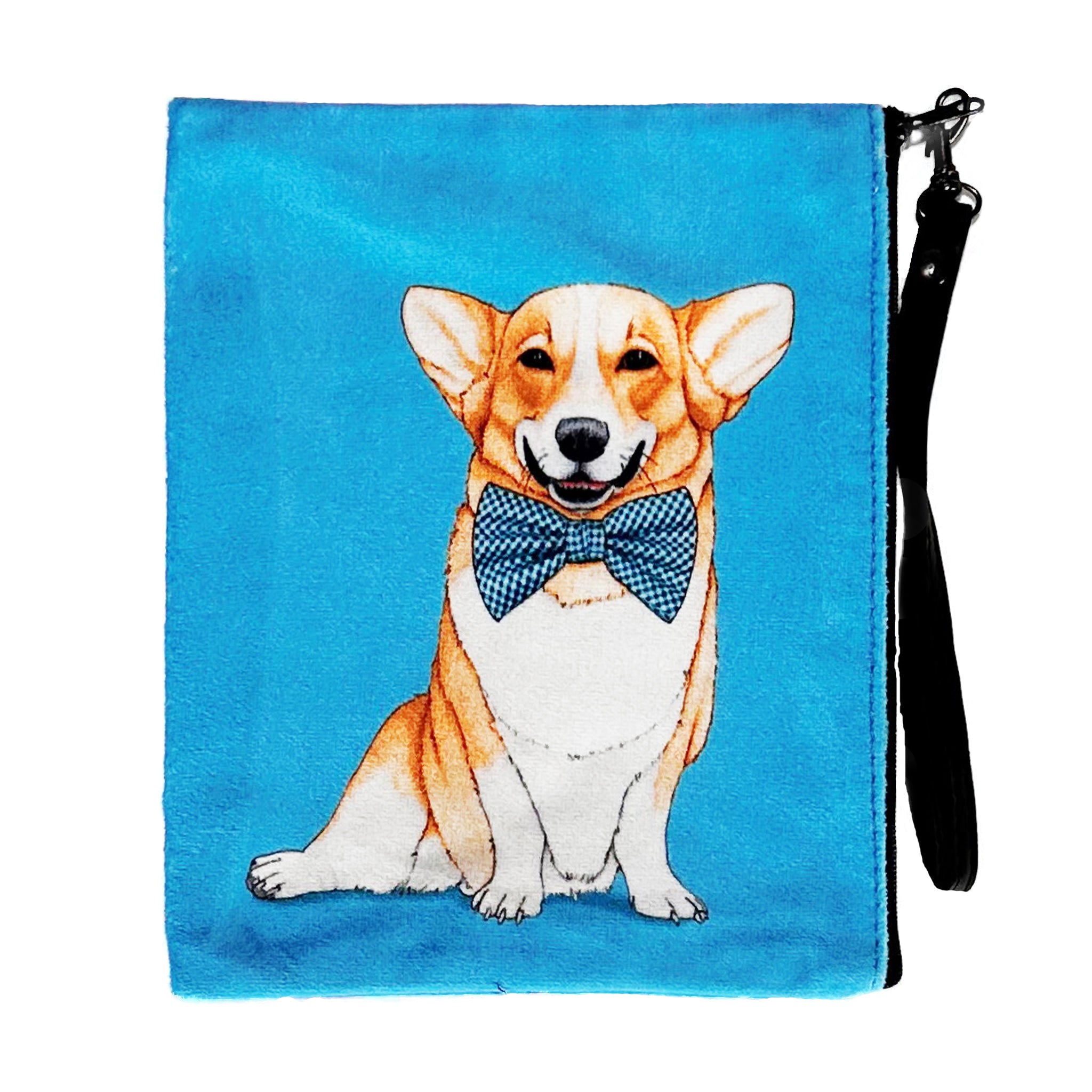 Corgi Faux Suede Wristlet