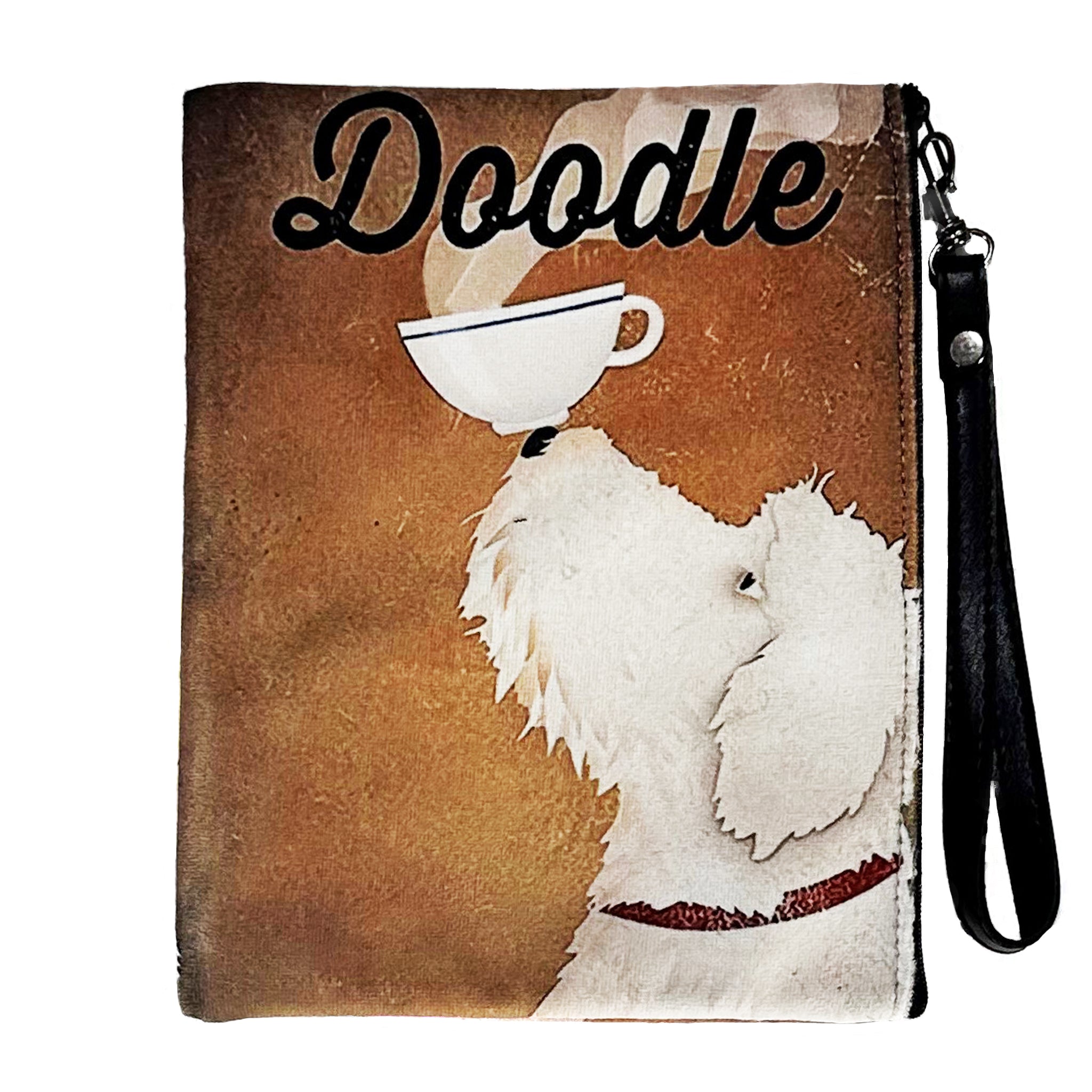 Doodle Faux Suede Wristlet