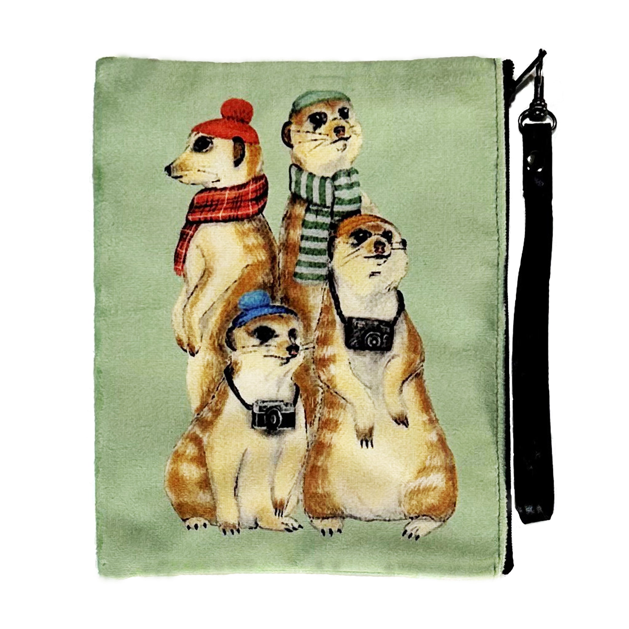 Meerkats Faux Suede Wristlet