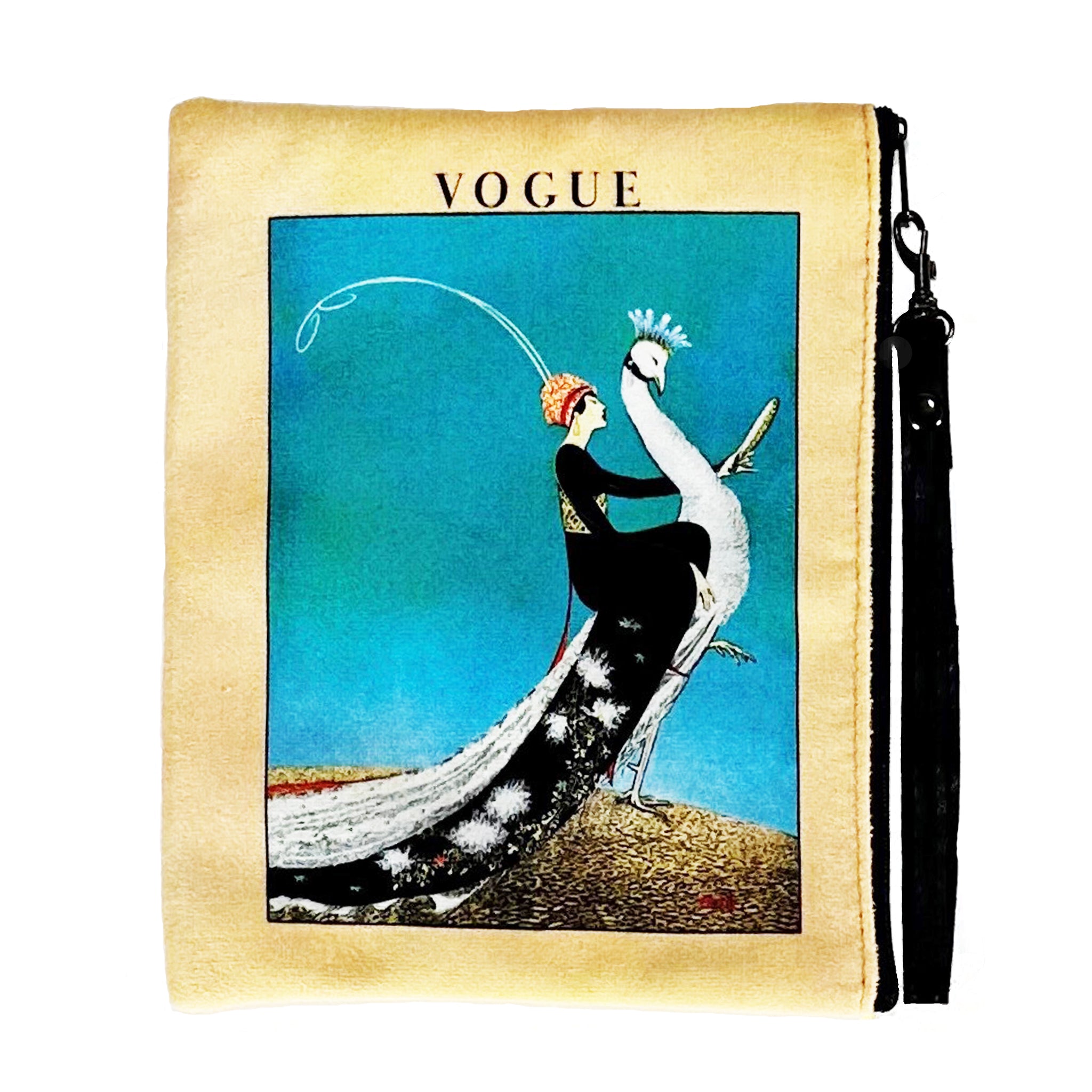 Vogue Peacock Faux Suede Wristlet