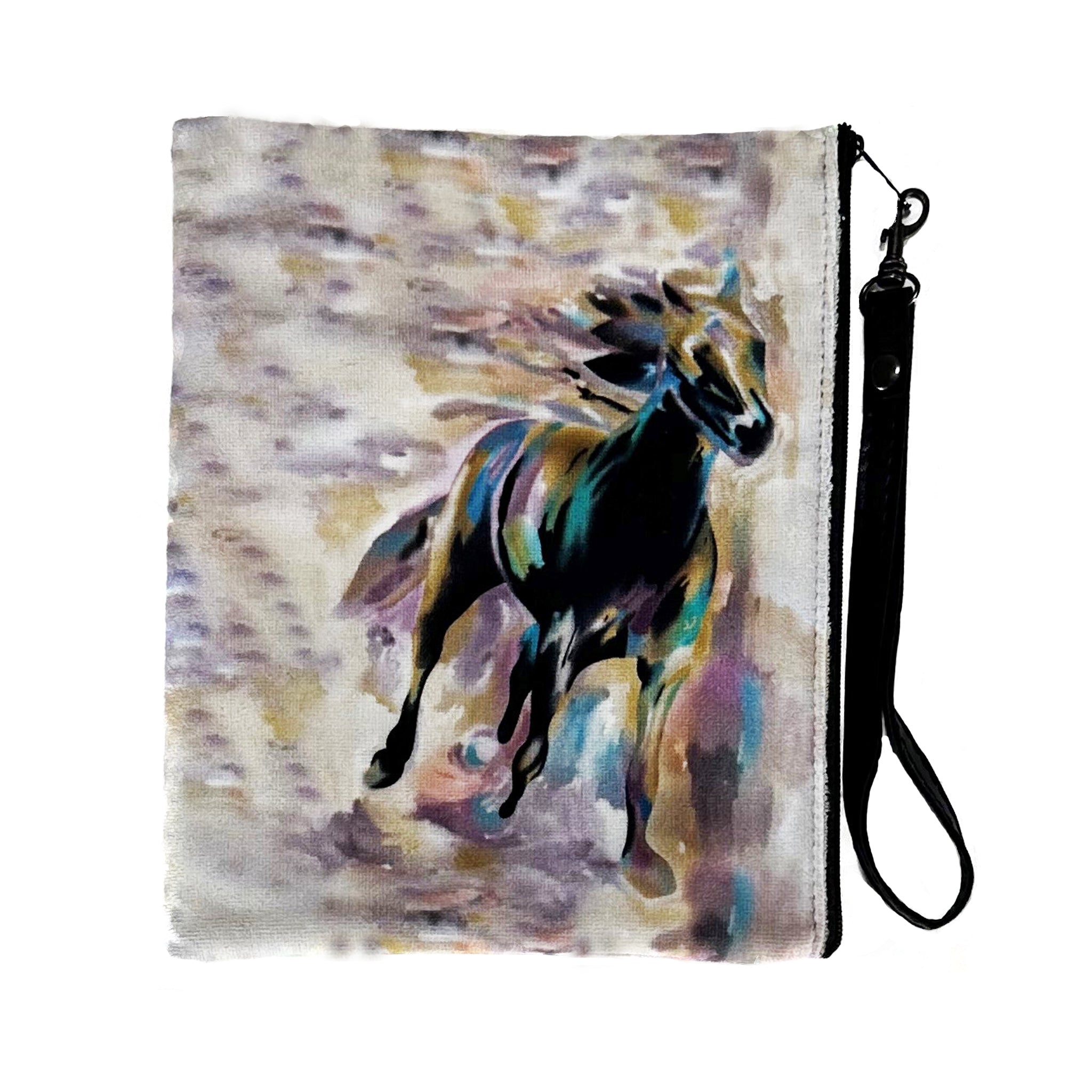 Wild Horse Rainbow Faux Suede Wristlet — Blue Pacific