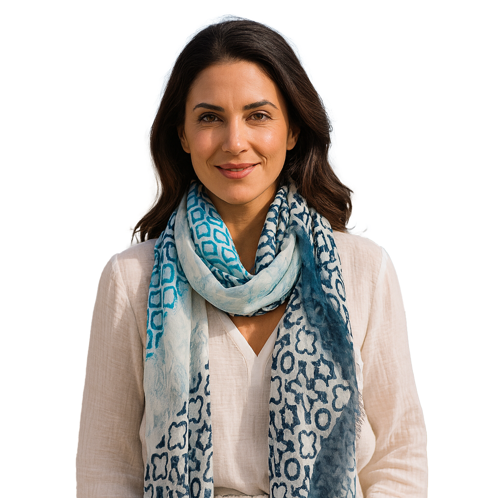 Aqua/Teal Geometric Scarf