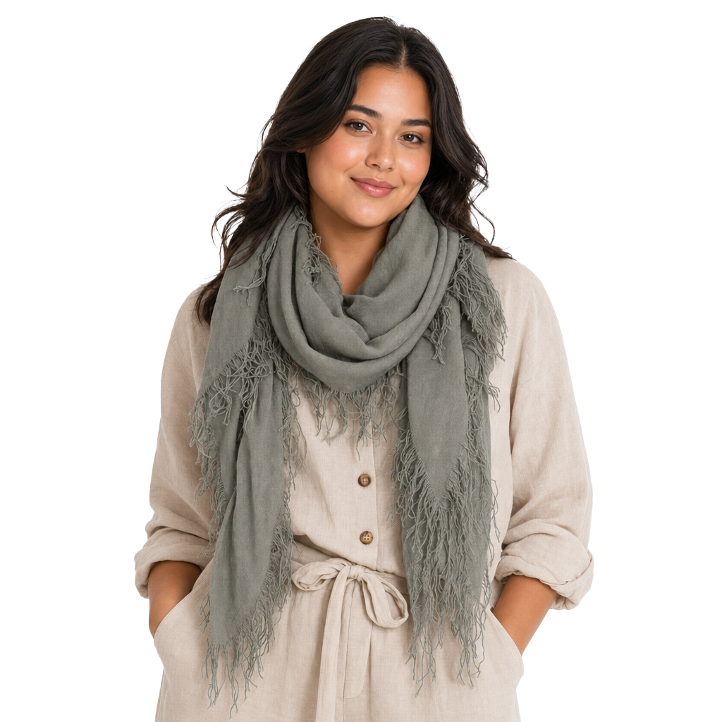Cashmere Blend solid Half Scarf - Shadow