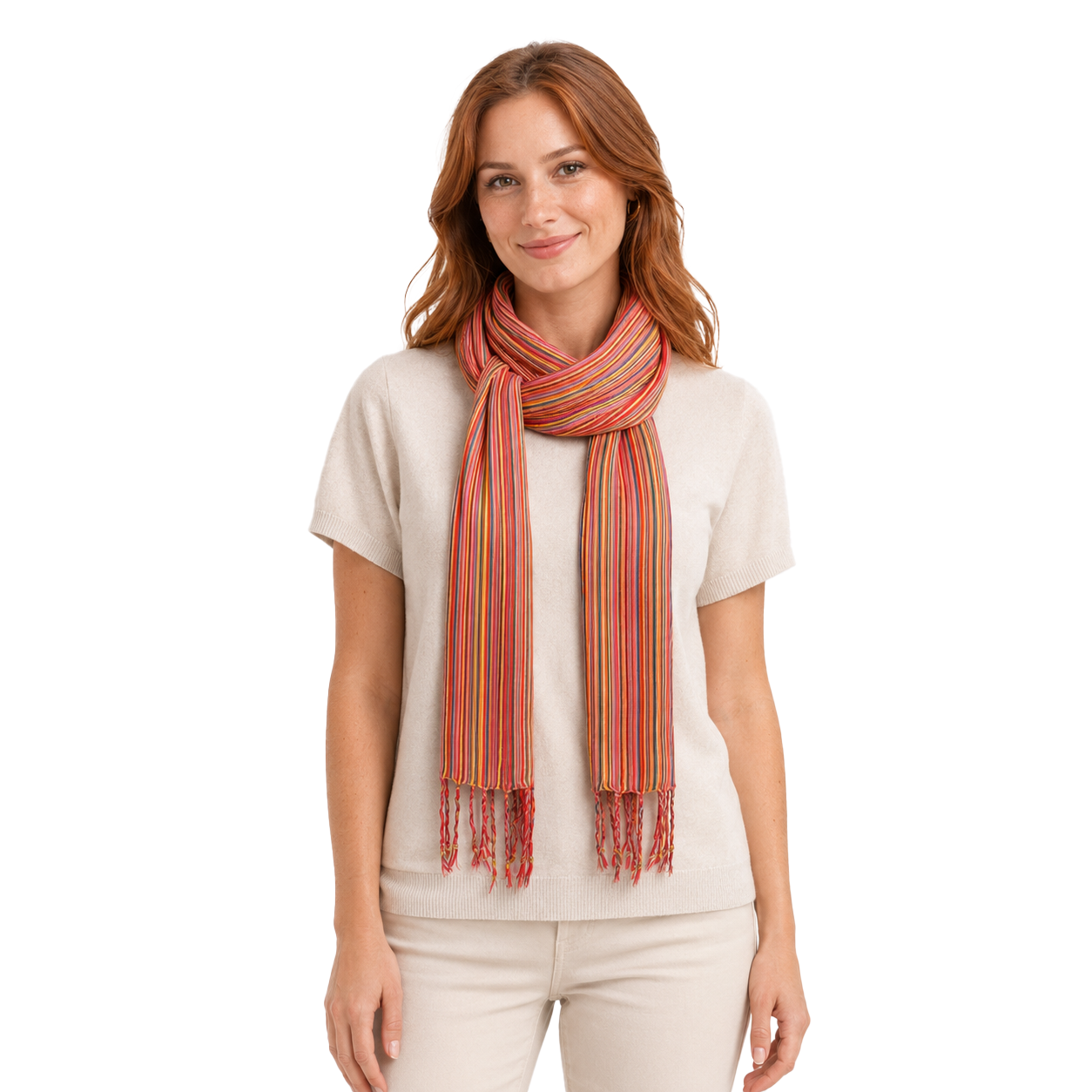 Striped Cotton Skinny Scarf