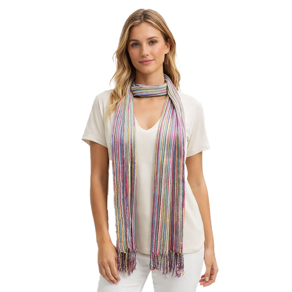Striped Cotton Skinny Scarf