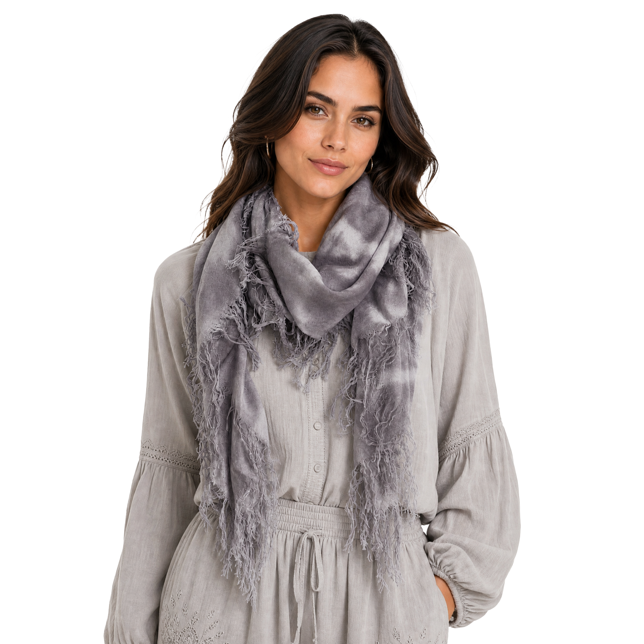 Cashmere Blend tie dye Half Scarf - Slate