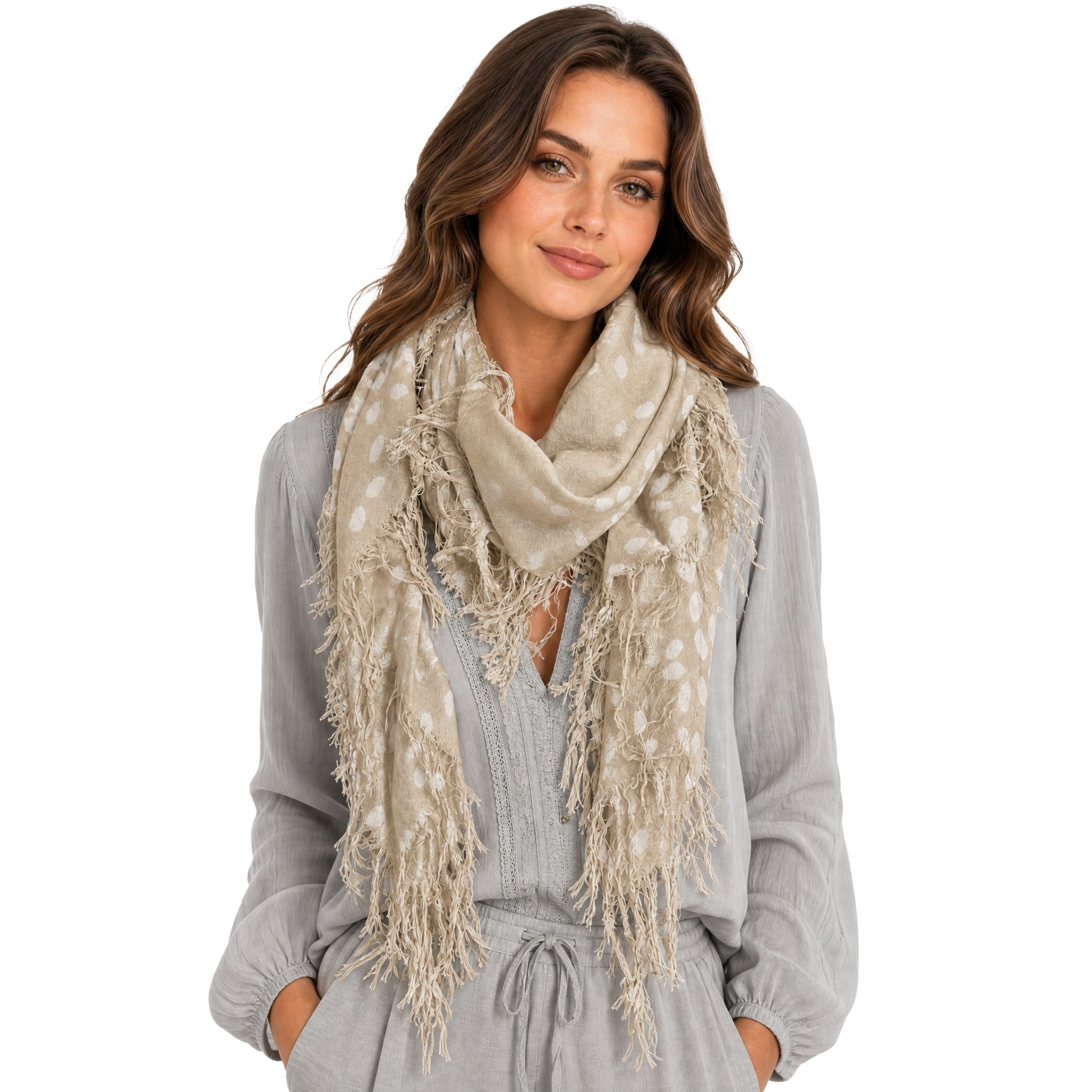 Cashmere Blend solid Half Scarf - Fawn
