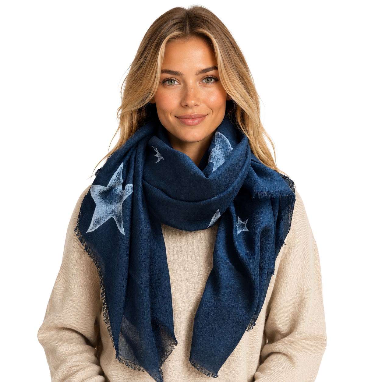 Cashmere Blend stars Half Scarf - Slate
