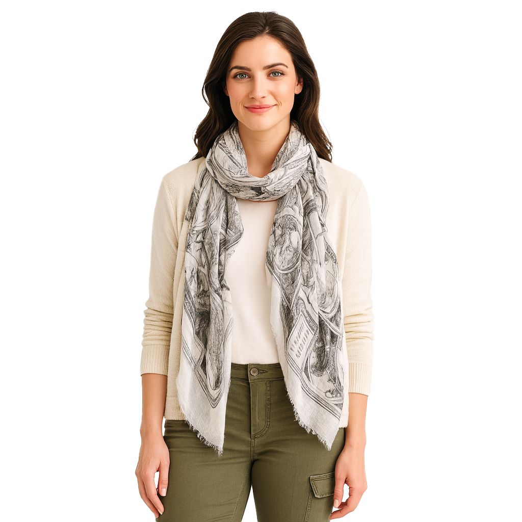 World Map (Black & White) Scarf