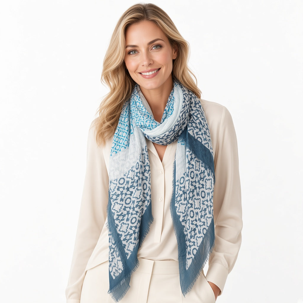 Aqua/Teal Geometric Scarf