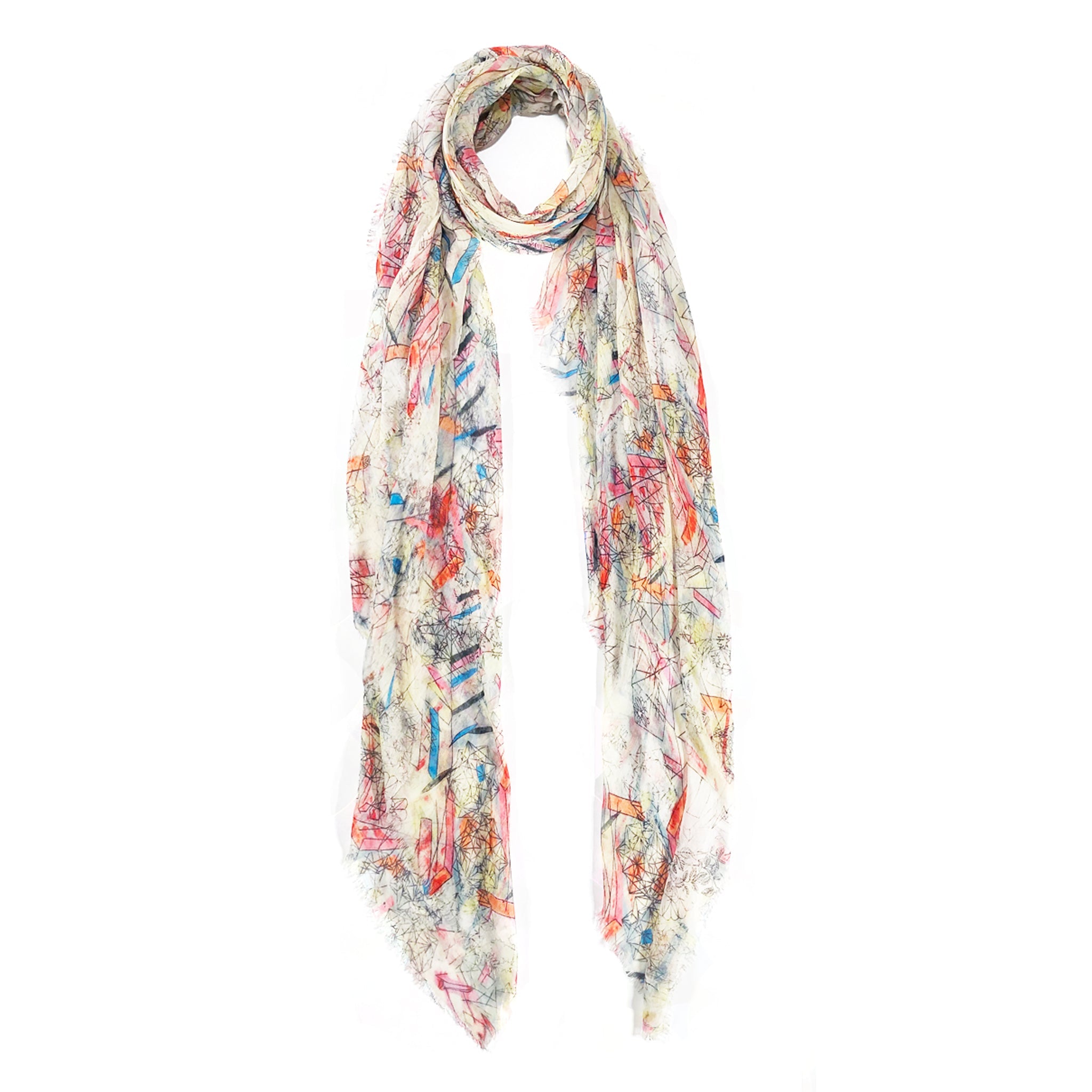 Ivory Pop Sketch Scarf — Blue Pacific — view 3