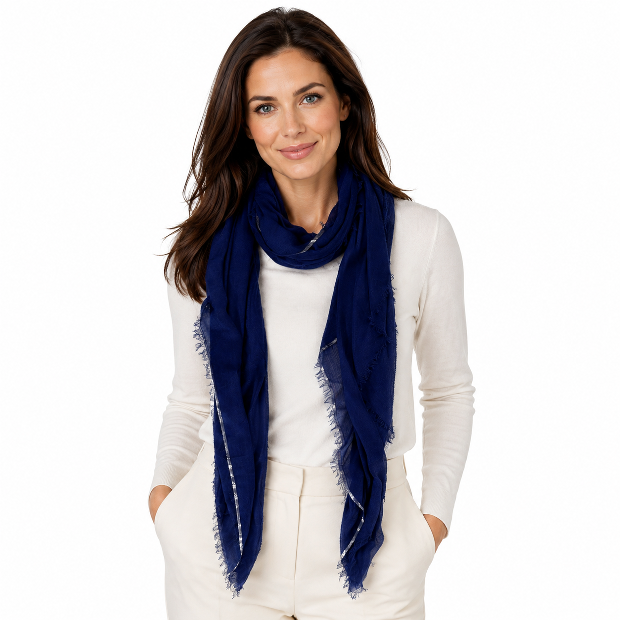 Cashmere Blend Scarves with Specialty Metallic Threading