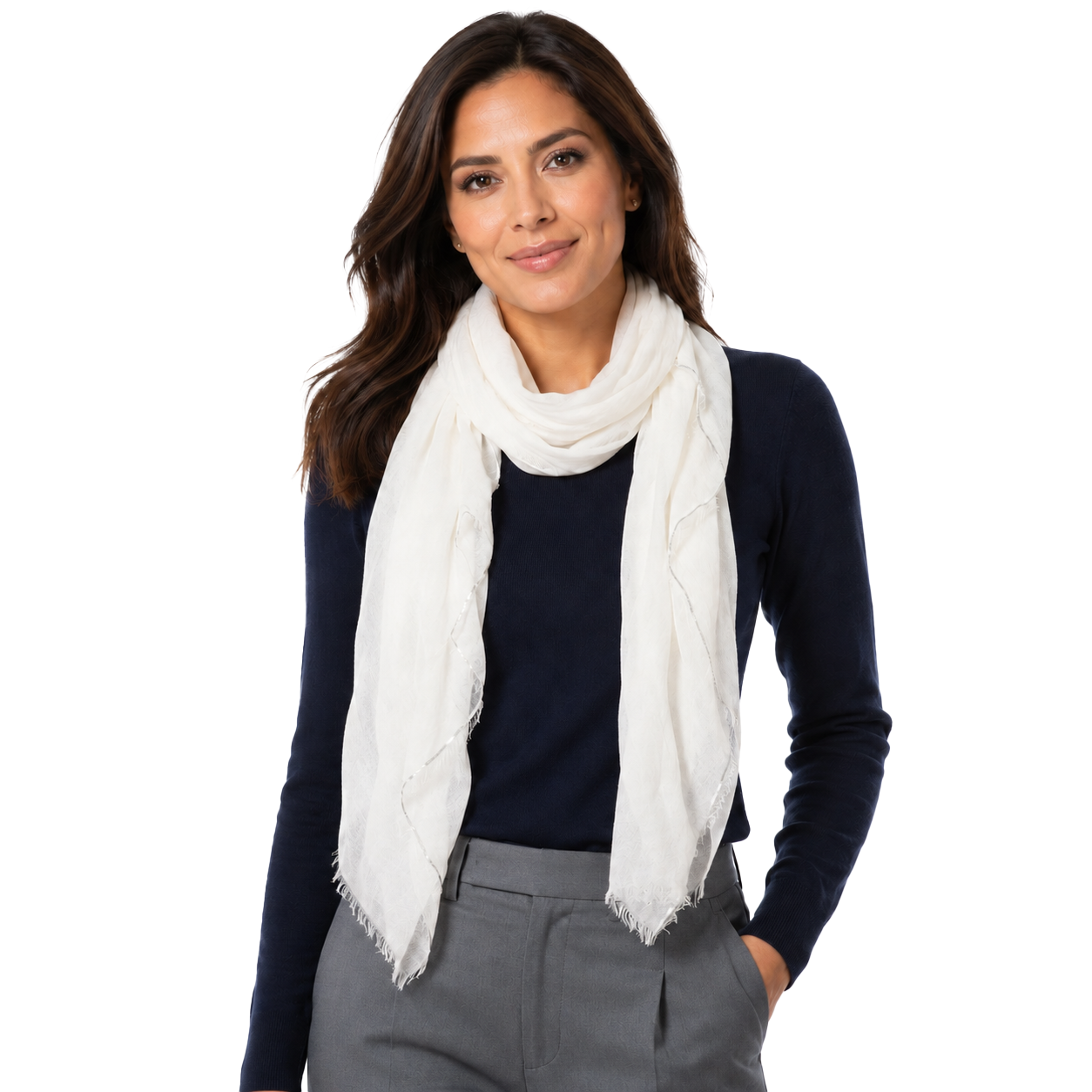 Cashmere Blend Scarves with Specialty Metallic Threading