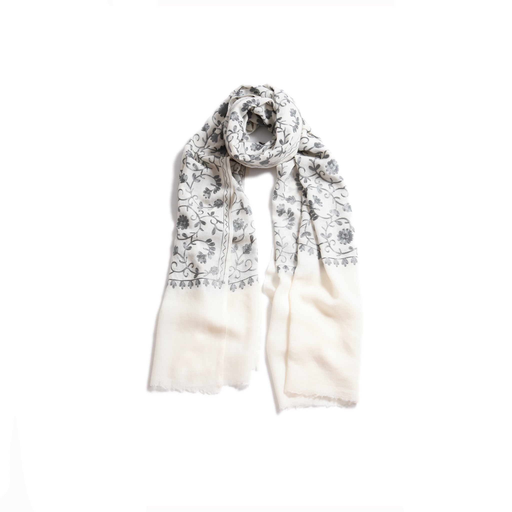 Flowered Embroidery Scarves — Blue Pacific — view 2