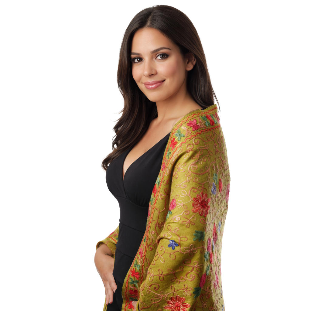 Flowered Embroidery Scarves — Blue Pacific — view 9