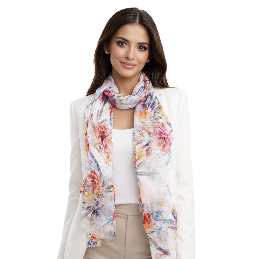 English Floral Scarf — Blue Pacific — view 3