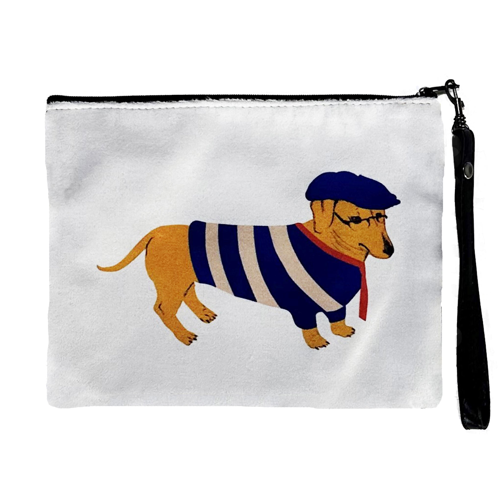 French Doggie Faux Suede Wristlet