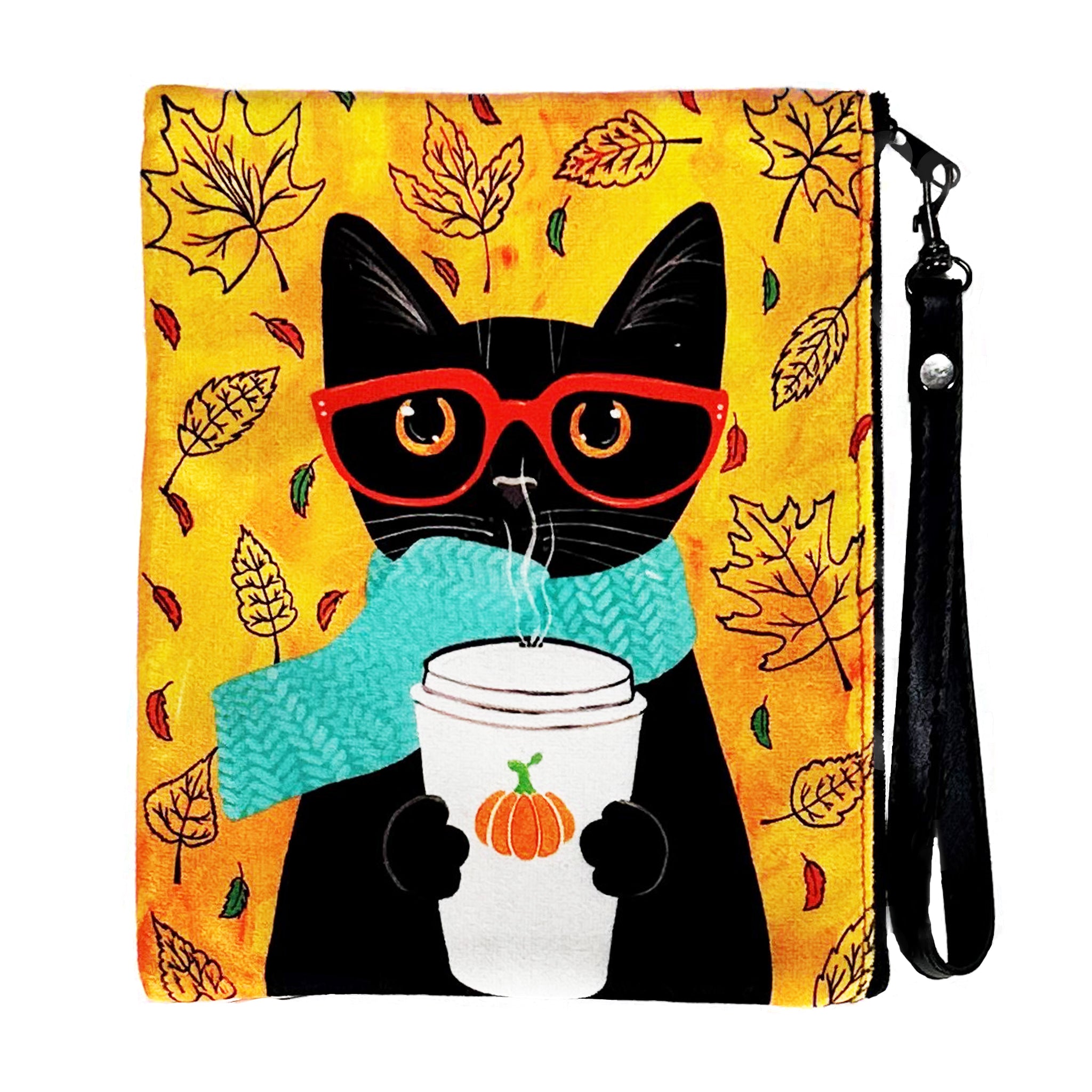 Latte Kitty Faux Suede Wristlet