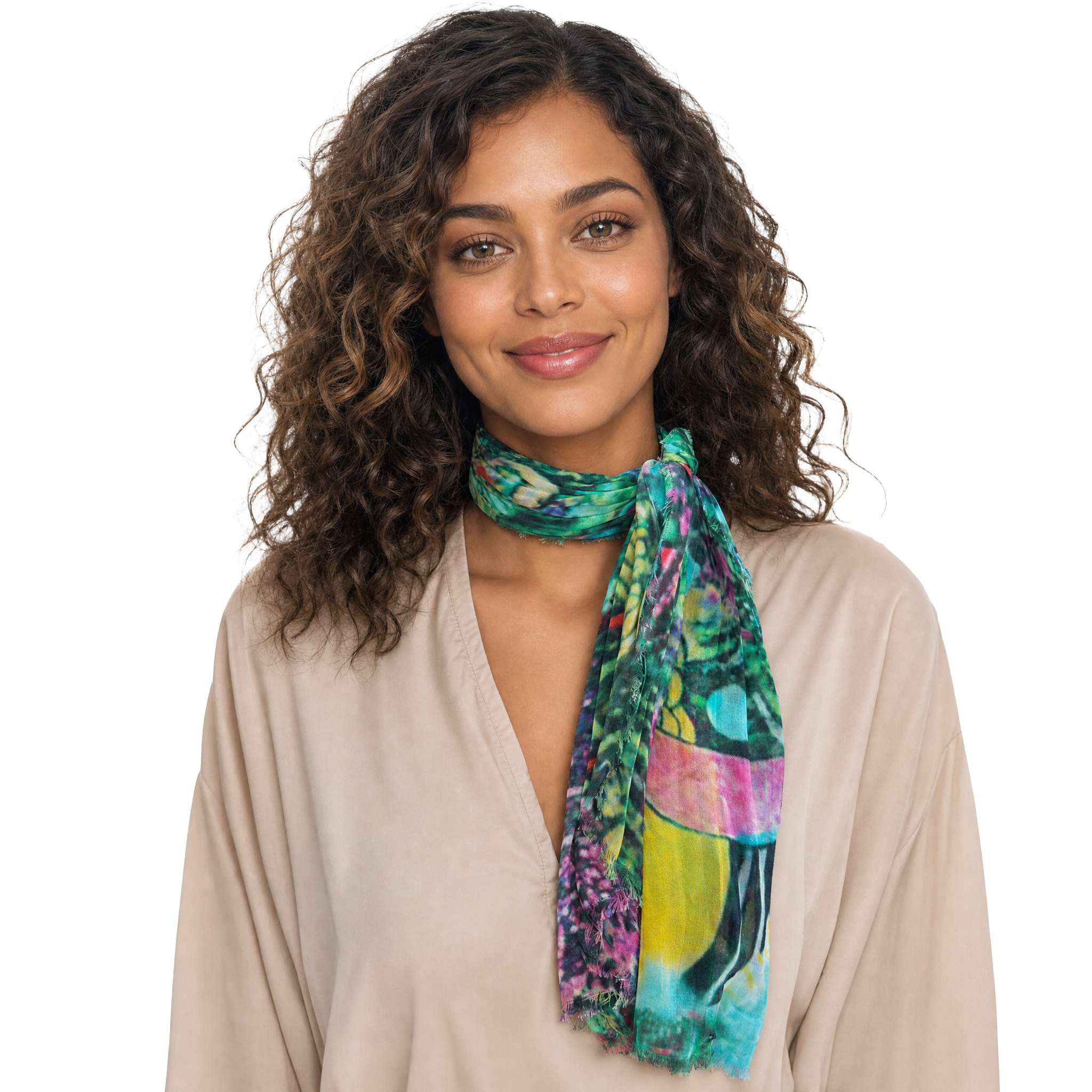Floral Seashells Neckerchief - Lime