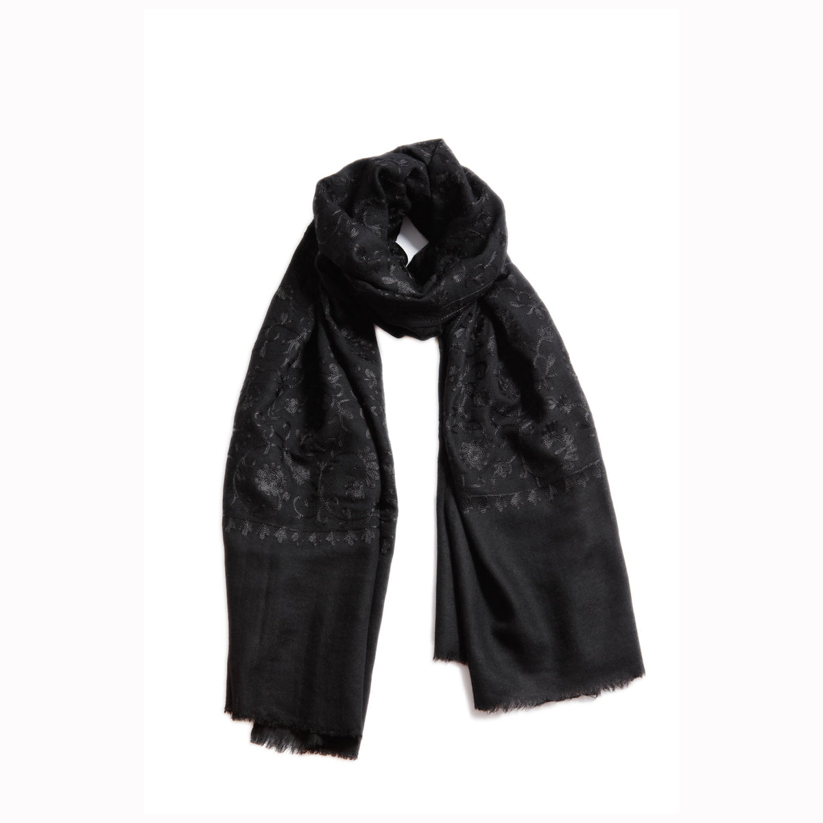 Flowered Embroidery Scarves — Blue Pacific — view 6