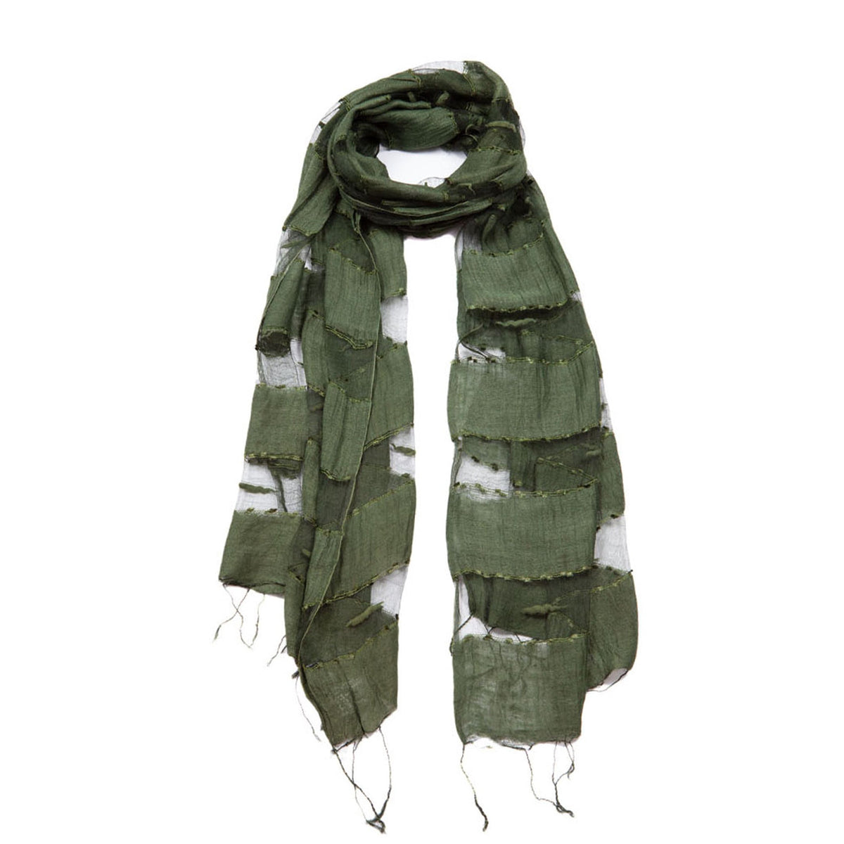 Hand Woven Silk Blended Scarf — Blue Pacific — view 15