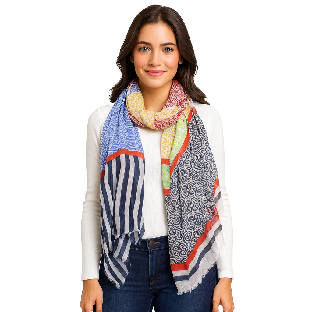 Lime/Navy Floral Scarf