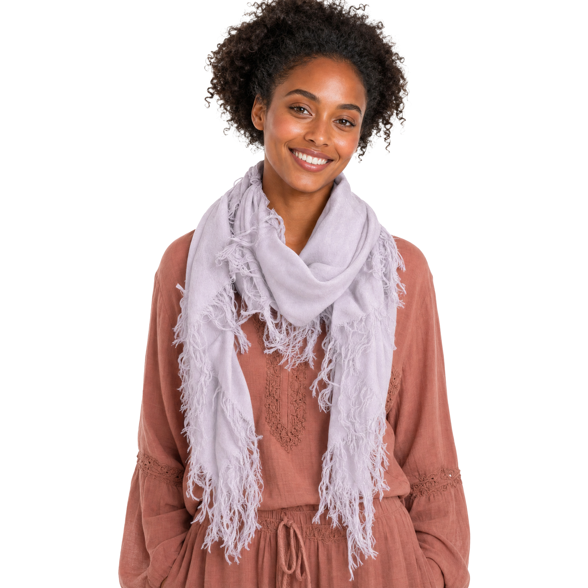 Cashmere Blend solid Half Scarf - Lilac