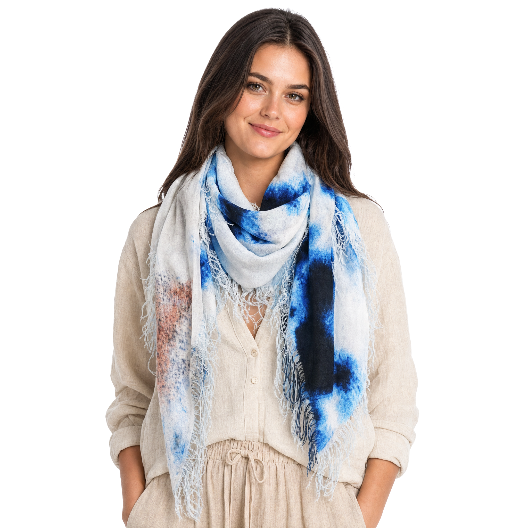 Cashmere Blend solid Half Scarf - Malibu Beach