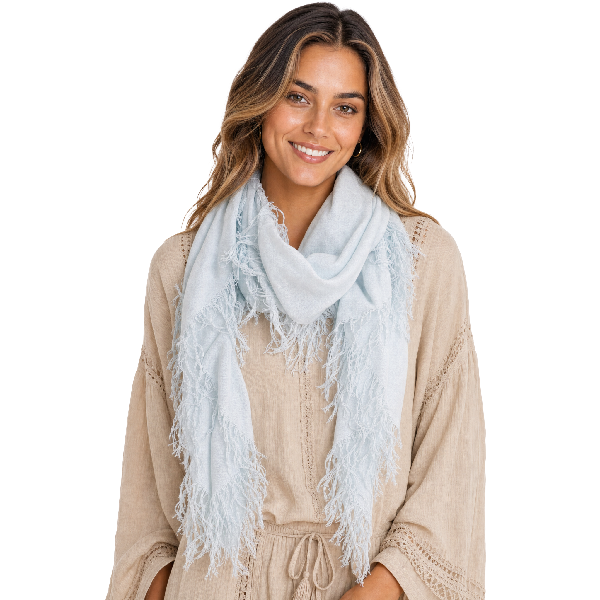 Cashmere Blend ombre Half Scarf - Vanilla Ice