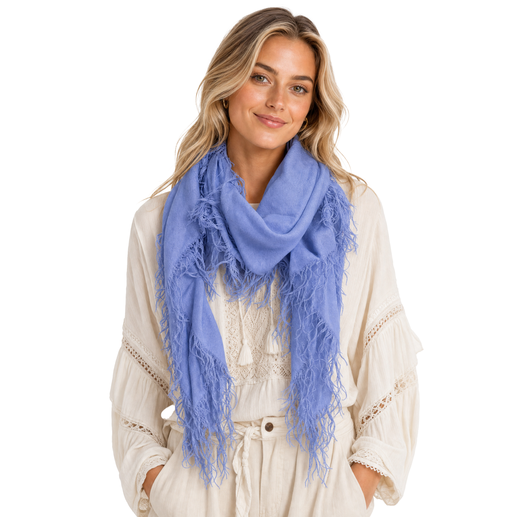 Cashmere Blend solid Half Scarf - Persian Violet