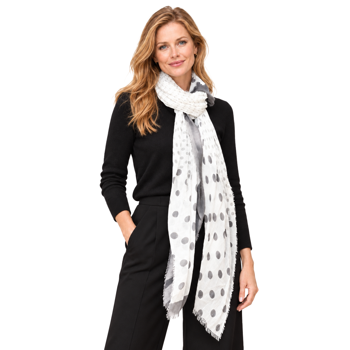 Grey Polka Dot Scarf