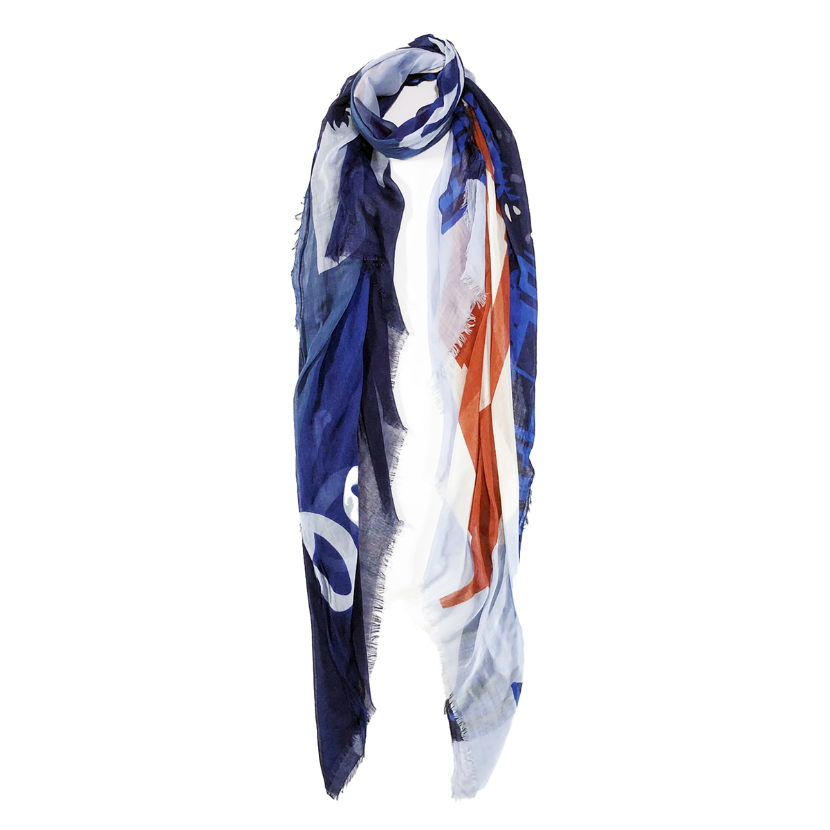 Blue Pacific San Francisco Scarf in Denim, shown styled (image 3).