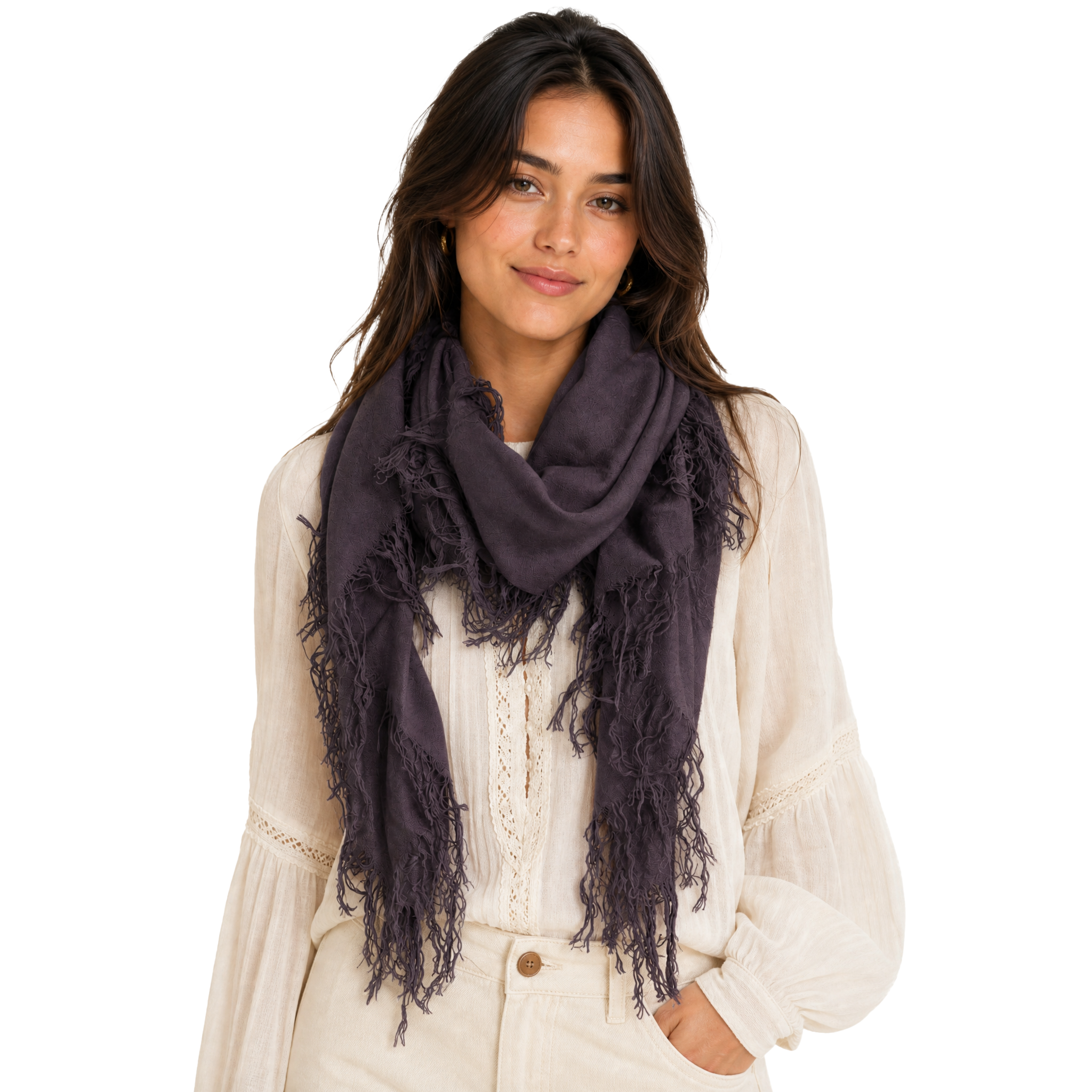 Cashmere Blend solid Half Scarf - Slate
