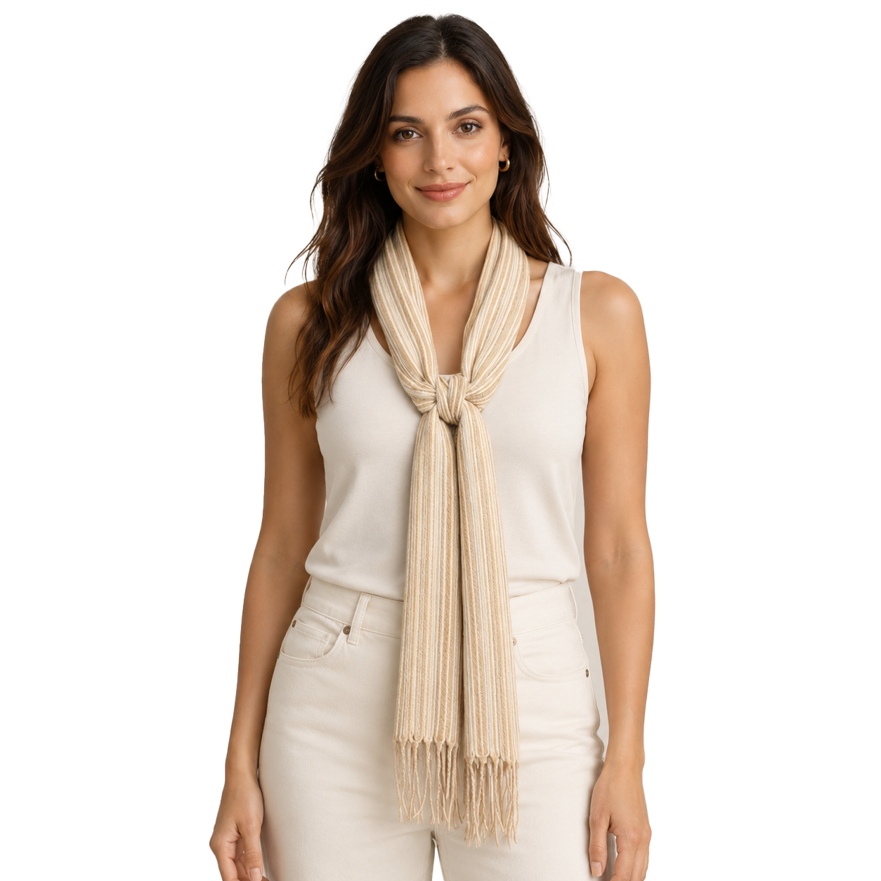 Striped Cotton Skinny Scarf