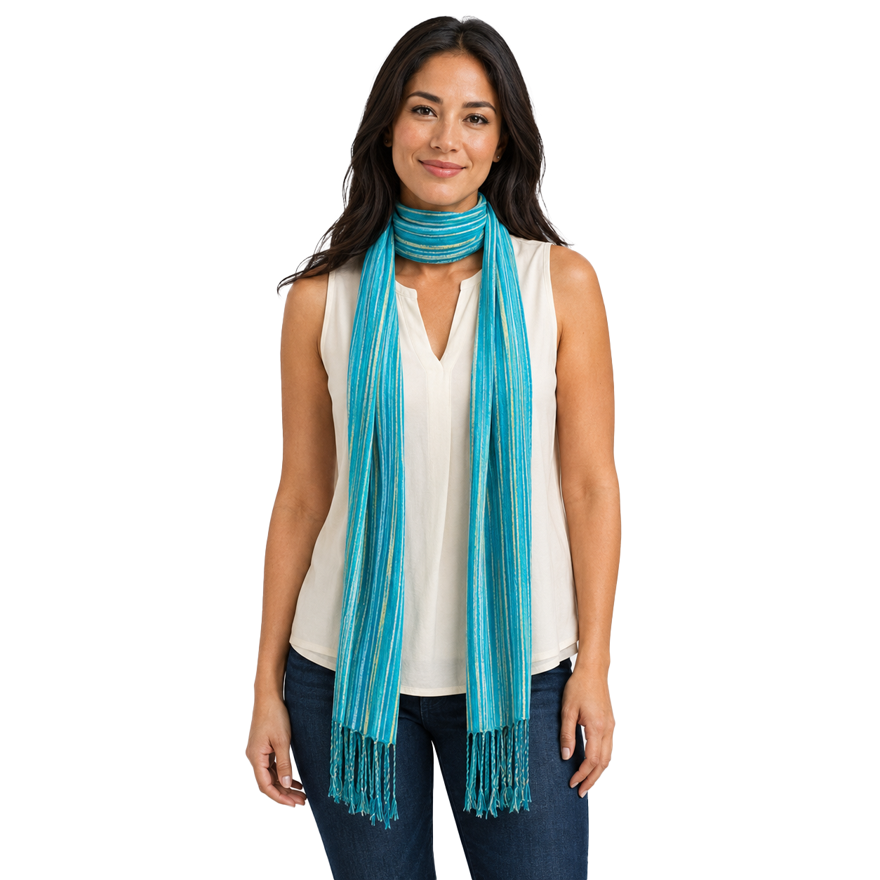 Striped Cotton Skinny Scarf