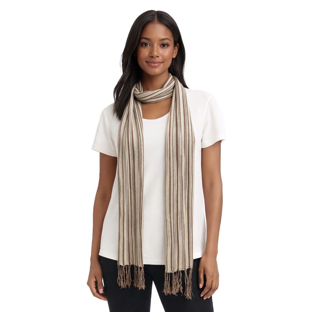 Striped Cotton Skinny Scarf