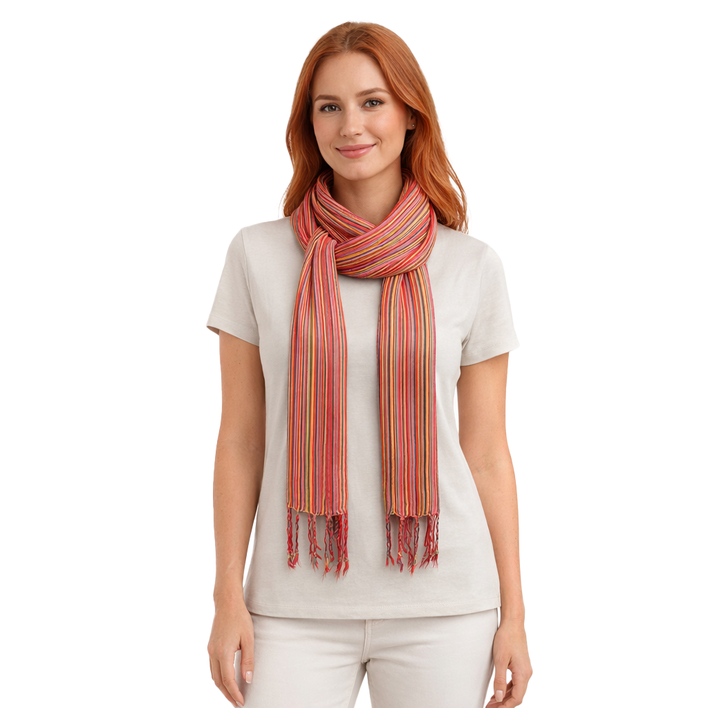 Striped Cotton Skinny Scarf