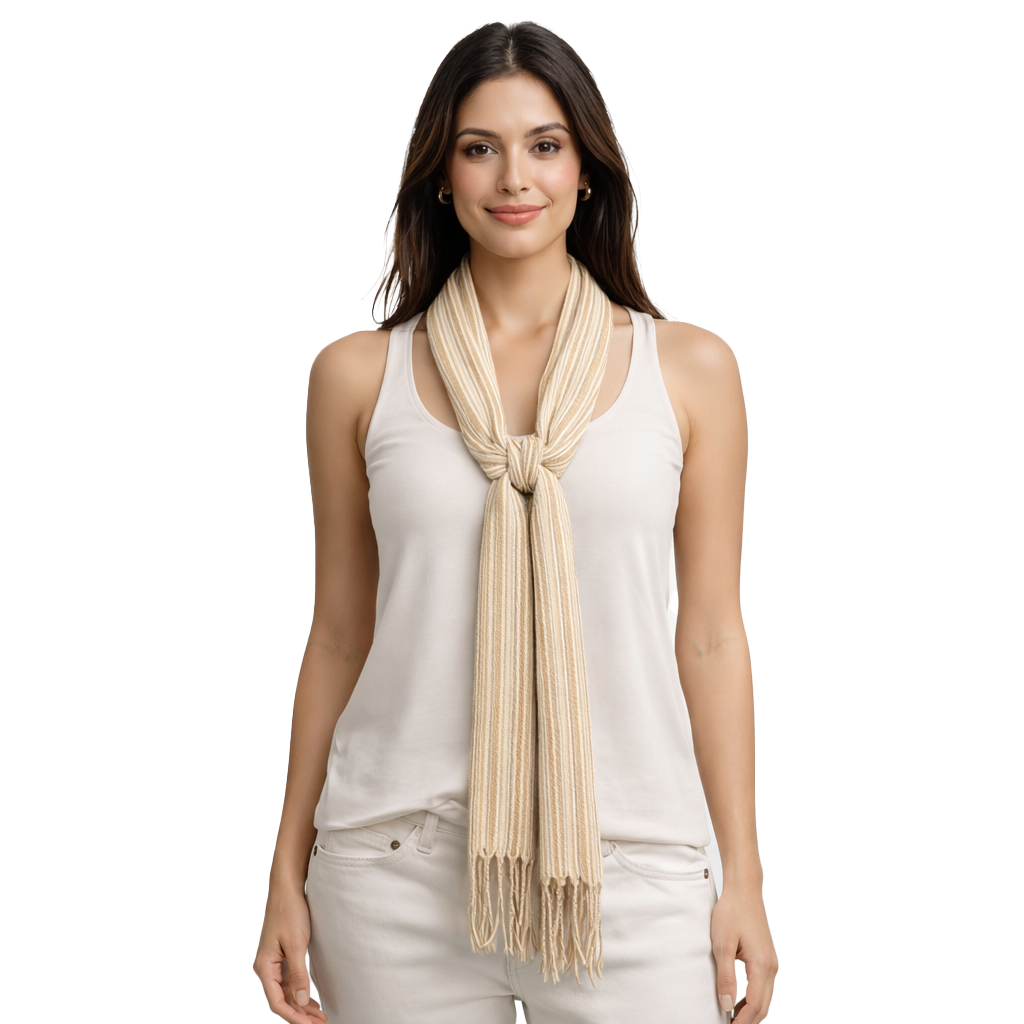 Striped Cotton Skinny Scarf