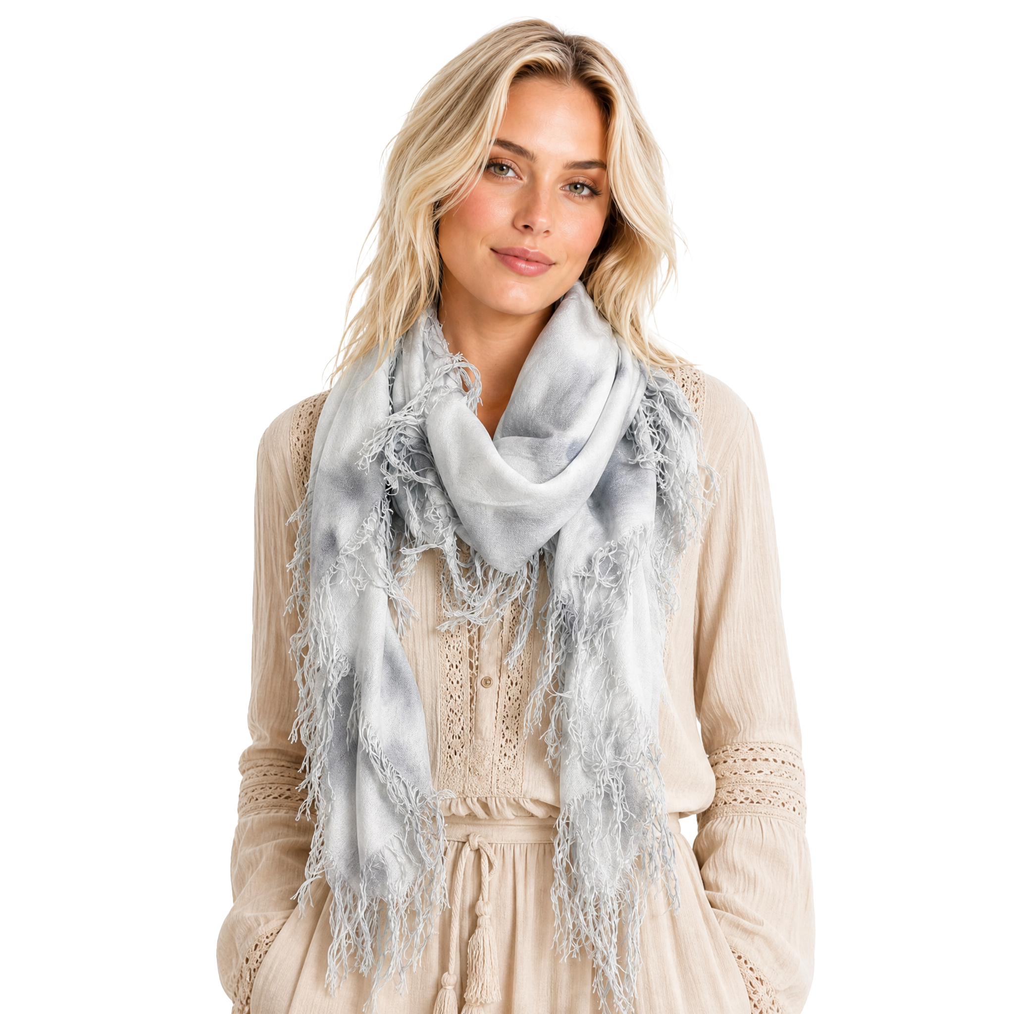 Cashmere Blend tie dye Half Scarf - Grey