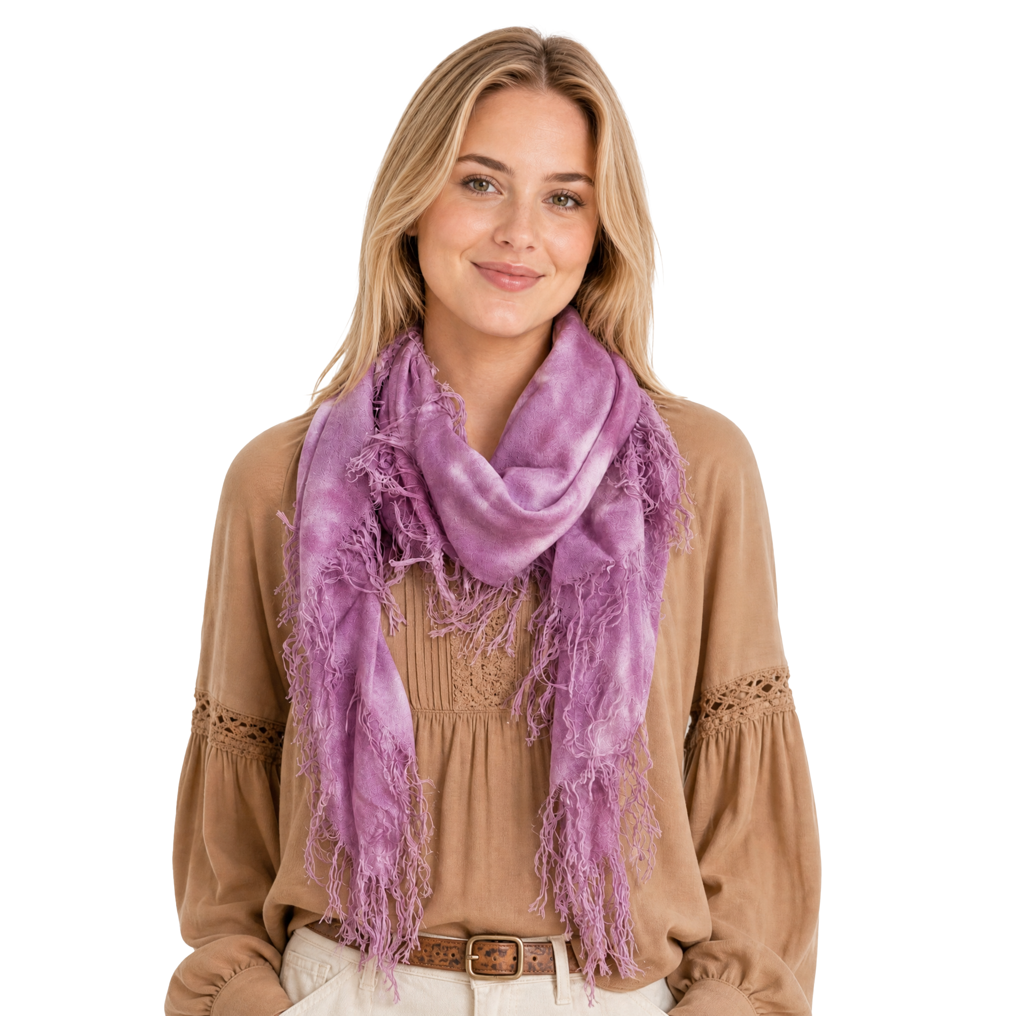 Cashmere Blend tie dye Half Scarf - Mulberry