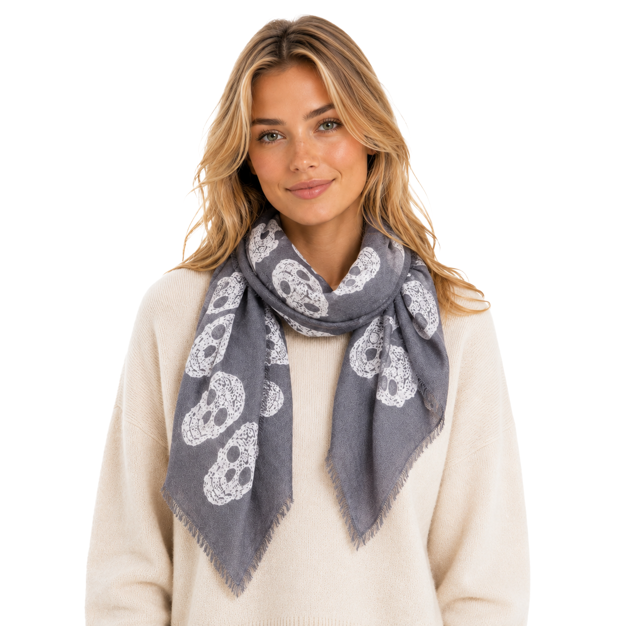 Cashmere Blend frida Half Scarf - Slate
