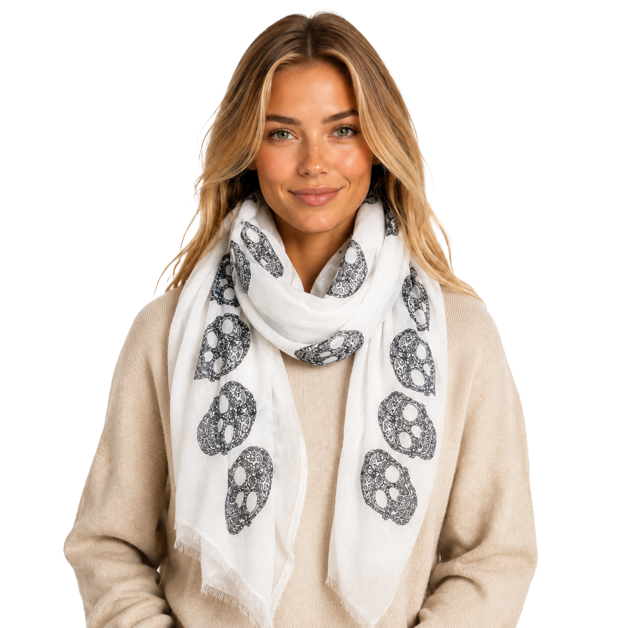Cashmere Blend frida Half Scarf - White