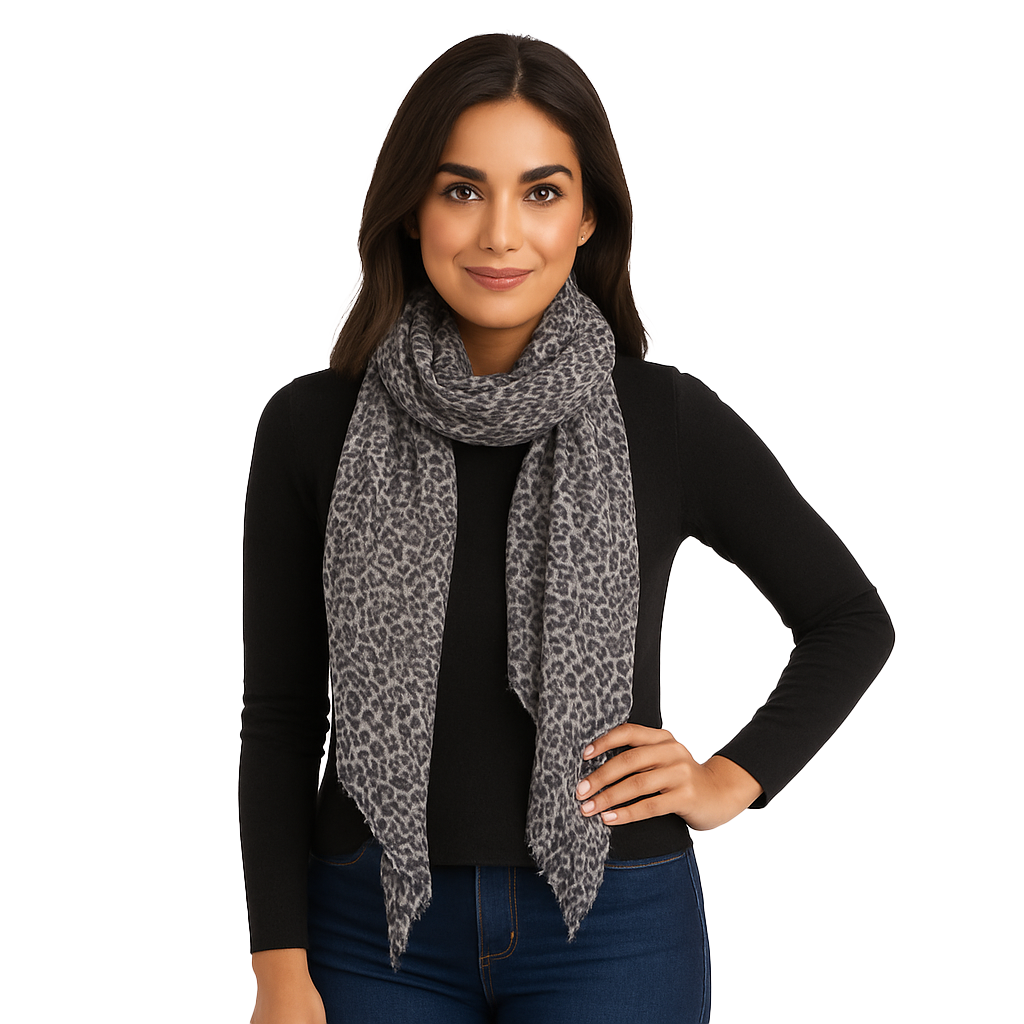 Cashmere Blend Leopard Scarf